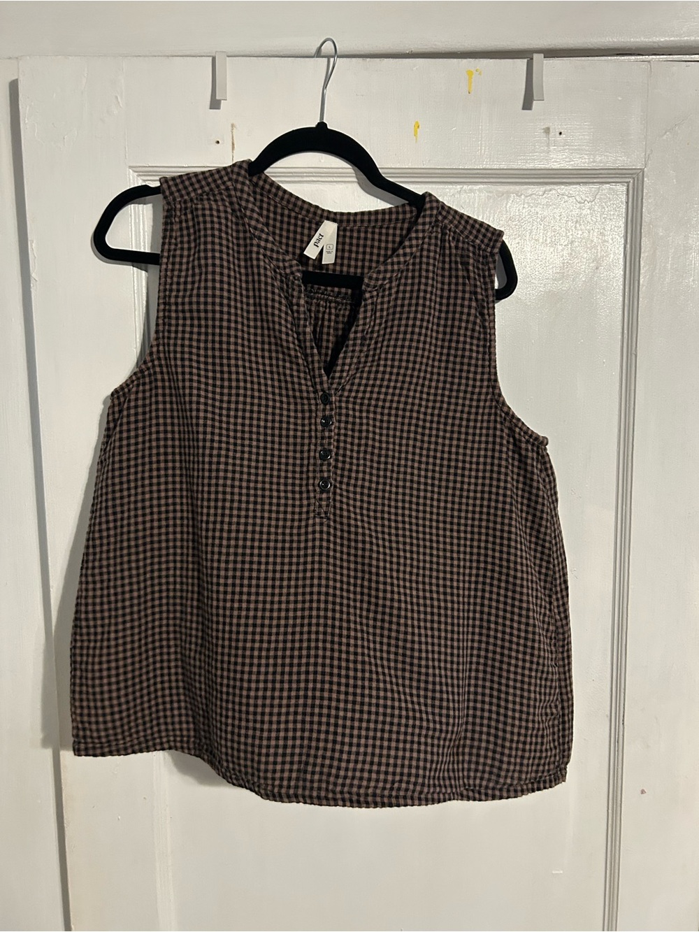 Pact Brown Check Henley Cami